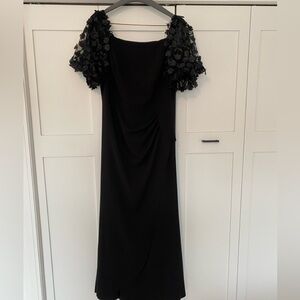 Xscape Melanie 3D Floral Sleeve Crepe Dress - size 16W